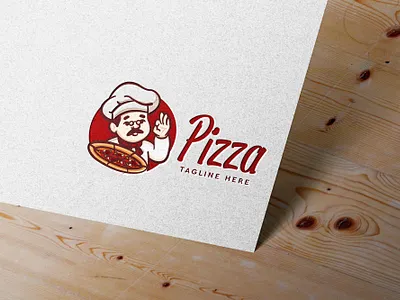 Hand drawn pizza logo with old man chef mascot cartoon chef logo delicious fast food logo fat hand drawn junk food logo male man old pizza pizza logo pizzeria restaurant logo unique