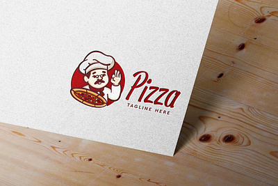 Hand drawn pizza logo with old man chef mascot cartoon chef logo delicious fast food logo fat hand drawn junk food logo male man old pizza pizza logo pizzeria restaurant logo unique