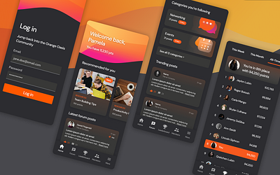 Community App app categories community dark ui discussions forum gamification leaderboard mobile ui