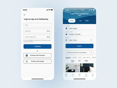 Trip Booking App app design ui ux