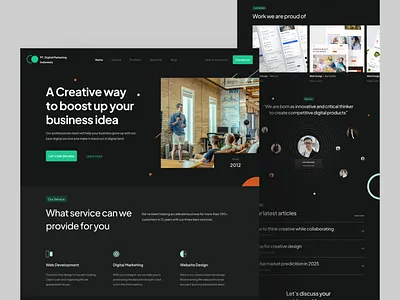 Digital Marketing Agency - Landing Page Concept - Dark Mode branding dailyui darkmode design logo ui ux webdesign