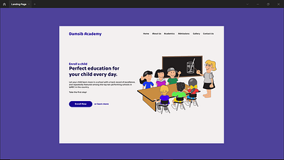 Landing Page academy app branding bus children dailyui dailyuichallenge design figma graphic design illustration kids learn logo school ui