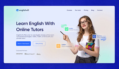 English learning website color creative design education elearning flat flat design landingpage modern ui web app design webdesign website website design