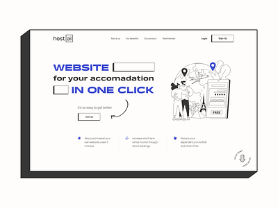 Hostai | SaaS Landing Page b2b hero hero section homepage landing landing page monochrome product saas saas website sales ui website