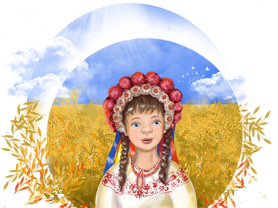 Little Ukrainian girl children book children illustrations design graphic design illustration motherland ukraine ukraine vector wreath