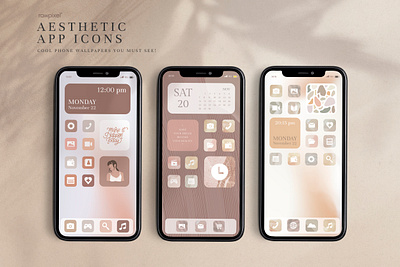 Everyday Life Aesthetics | Mobile App Icons & Covers aesthetic app icon app logo beige brown daily ui design digital art download graphic graphic design iphone logo mobile mobile phone mockup tan ui vector widget