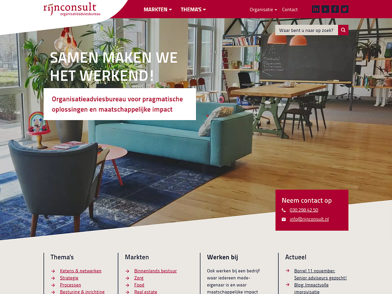 Rijnconsult organisatieadviesbureau webdesign frontpage cms ui web design webdesign