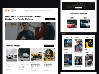 Porsche-focused news and community platform design blog design 911 figma designer figma ui landing page landing page design porsche redesign responsive design ui ui design uiux ux designer web design website design