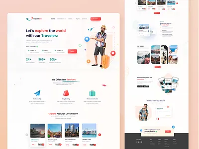 Travelerz | Travel Agency Landing Page Design landing page design tourism travel agency travel booking travel website user interface website design website ui