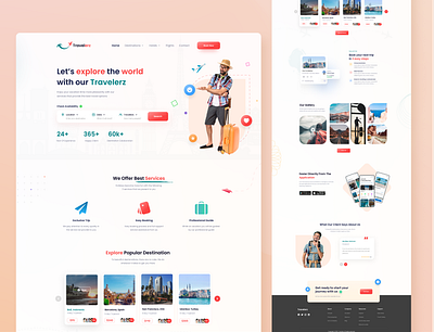 Travelerz | Travel Agency Landing Page Design landing page design tourism travel agency travel booking travel website user interface website design website ui