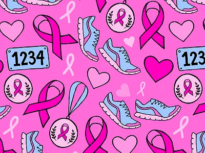 Running to raise money for breast cancer research illustration branding design drawing fun illustration vector