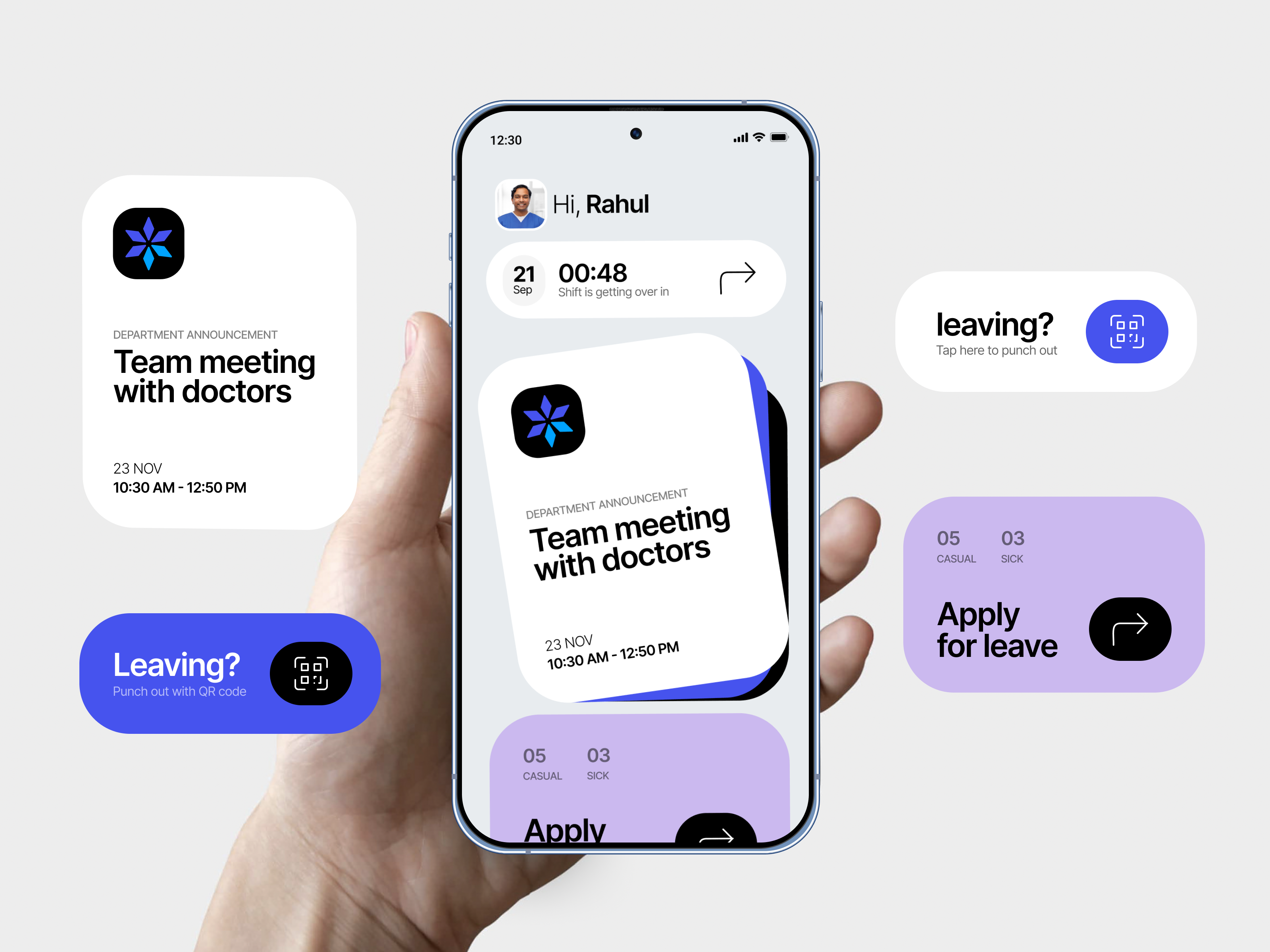 Stepin - HRMS mobile app concept branding cards clean design hr hrms logo motion graphics ui ux