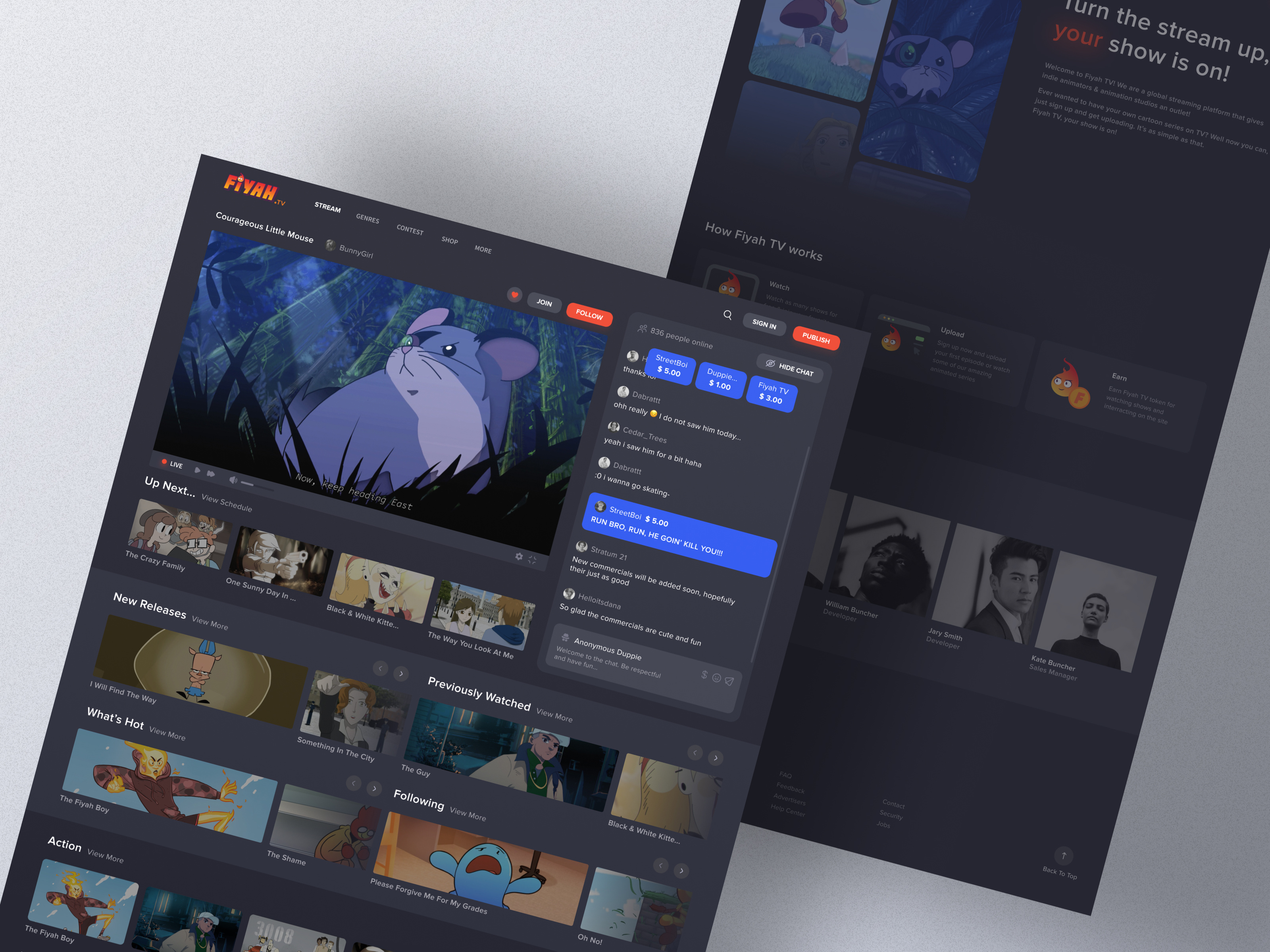 🎮 Streaming website admin panel cartoon chat clean design dark theme dashboard flat landing page live minimalism movie app netflix platform player stream streaming twitch video player website youtube