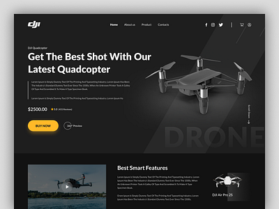 Drone Website aerial camera dark dark ui dji dji air dji mavic drone drone camera drone shot drone ui drone website fly hero section landing page mavic quadcopter uav web design website