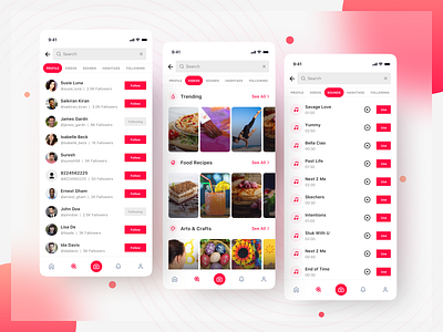 Short Video Mobile App Screens ui ux