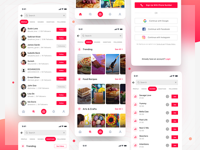 Short Video Mobile App Screens ui ux