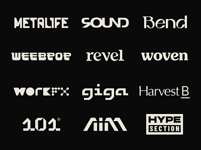 Wordmarks Roundup Vol04 cbd client collection custom design food gas kicks logotype music nft original roundup sneakers sports style typography unique wordmark