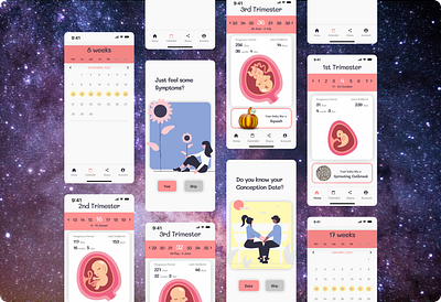 Mamcy baby branding calendar easy to use future mam graphic design illustration pregnancy app pregnancy tracker ui waiting for a baby