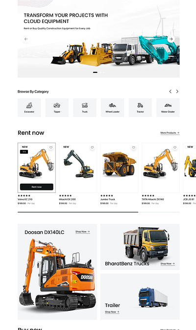 Equipment Buy / Rental Ecommerce buy construction digital ecommerce figma founder rental startup uiux