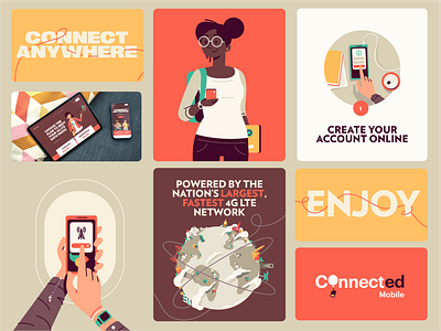 Connected Brand exploration character design homepage illustration landing page logo ui