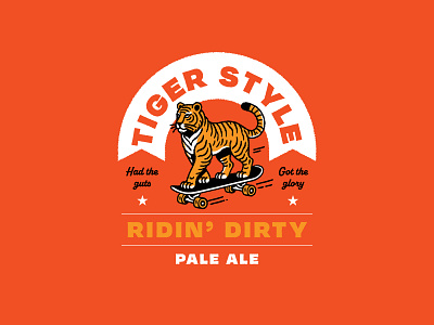 Tiger Style badges beer brand branding craft beer design graphic design identity illustration logo mark packaging print rap ridin dirty texture tiger tiger style typography wu tang