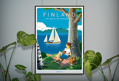 Finland - summer poster 2018 digital illustration illustration poster design poster illustration retro vector illustration