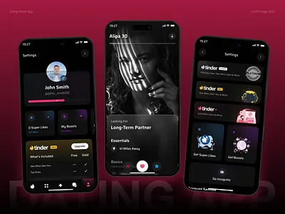 Tinder - Dating App UI/UX Design dating dating app dating app ui dating match dating mobile app live chatting love match finder messenger app nearby online dating product design profile relationship settings shasanko creations social media app tinder top dating app ui ux