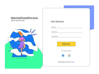 Sign up page branding dailyui getstarted signup ui