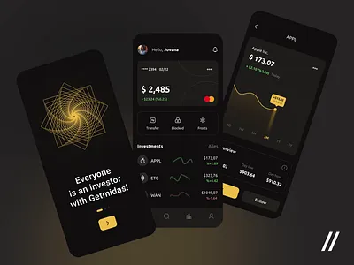 Investments App 3d android app animation app branding color dashboard design finance graphic design illustration investment logo mobile motion graphics shot ui ui design uiux ux