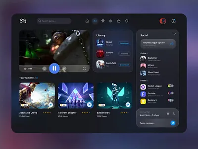 Game Dashboard dark mode dashboad dashboard dashboard app dashboard design design game game dashboard gamer games gaming live playstation store streaming ui design user interface videogame web webdesign