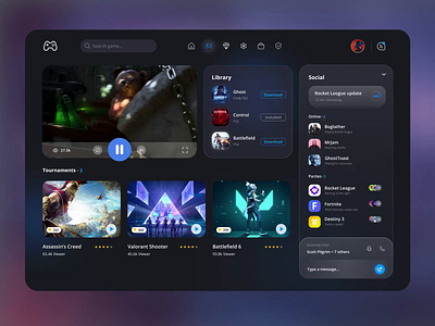 Game Dashboard dark mode dashboad dashboard dashboard app dashboard design design game game dashboard gamer games gaming live playstation store streaming ui design user interface videogame web webdesign