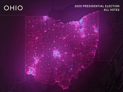 Ohio 2020 Presidential Lampopleth Map 3d animation biden cartography data vizualization design elections graphic design infographics maps motion graphics ohio politics presidential terrain trump