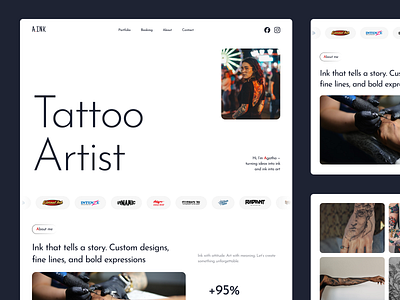 Tattoo Artist Portfolio Website Concept artist design figma landing portfolio tattoo ui ux web website