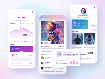 Crypto Wallet App. app binance bitcoin blockchain chart crypto crypto art crypto currency design details eth etherium finance marketplace mobile nft profile shop ui web3