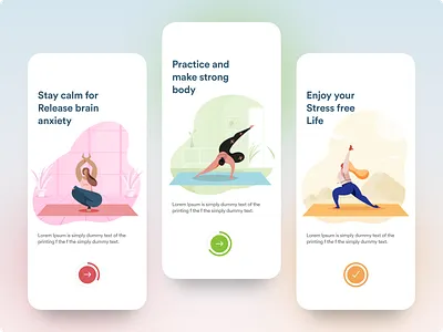 Walkthrough 999watt debut s graphic design green mobile application pink ui walkthrough yellow yoga