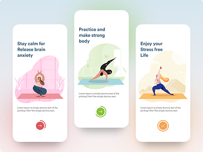 Walkthrough 999watt debut s graphic design green mobile application pink ui walkthrough yellow yoga