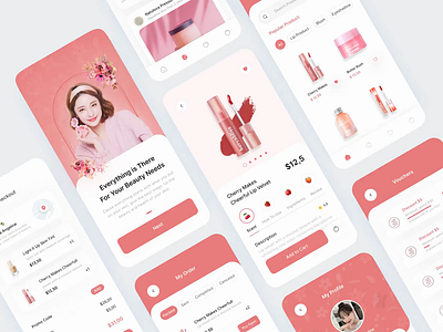 Holypretty - Cosmetics Mobile App 💅🏻 animation animations app beauty beauty app beauty product clean cosmetics cosmetics app cosmetics product ecommerce minimalist mobile mobile app mobile app design pink shop shopping skincare ui ux