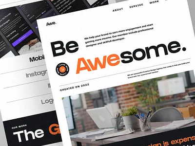 Awe - Creative Design Agency Landing Page agency agency website clean company creative creative agency creative direction digital agency homepage landing page personal branding portfolio portfolio website studio ui ux web web design website website design