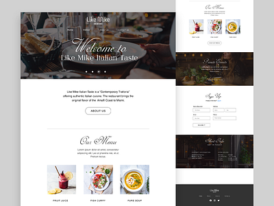 LikeMike Restaurant Website design food and drink food website homepage interface landing page restaurant restaurant website restaurants ui ui design userinterface web design webdesign website website design