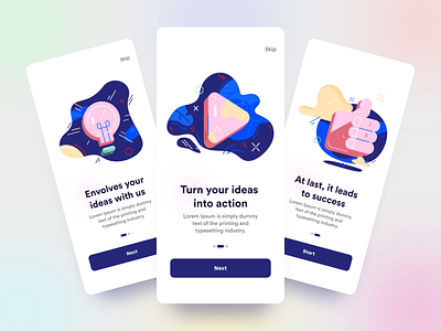 Walkthrough 999watt app design blue debut shot graphic design illustration iphone mobile design pink ui ux walkthrough yellow