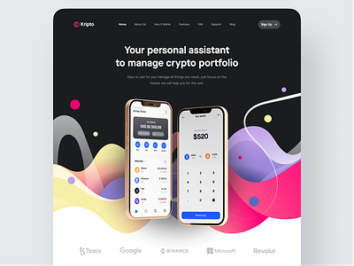 💰 Kripto - Landing Page bitcoin clean colorfull crypto crypto coin crypto landing page crypto website hero landing landing page landingpage ui uiux website