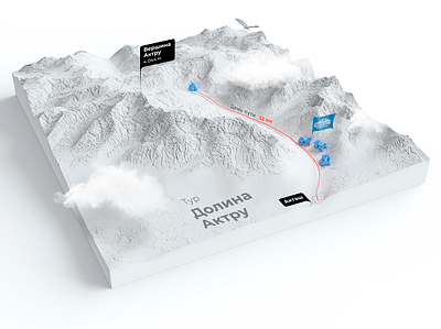 Aktru tour infographic 3d atv clay diorama illustration mountain quad tour tourism