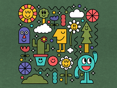 Just a Doodle blue characters color design fun green happy illustration purple red vector yellow