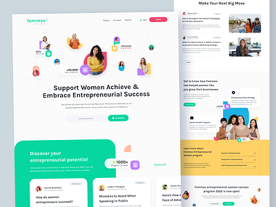 Entrepreneur Women Landing Page blog branding business community entrepreneur forum girl lady boss landing page modern web design women women support women