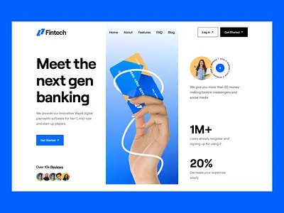 Fintech - Finance Management Web Header bank card banking credit card design digital banking finance bank financial fintech header landingpage money typography ui ui design