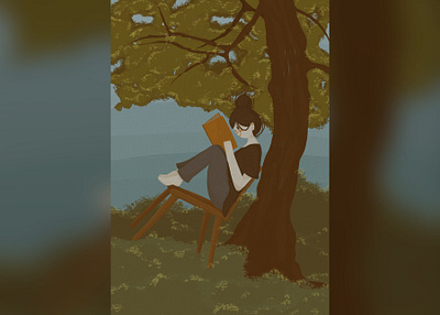 NATURE AND READING art artist book character design design character illustration nature nature lover reading