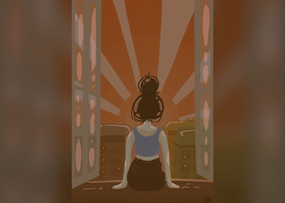 SUNSET art artist character city design design character illustration nice sunset town