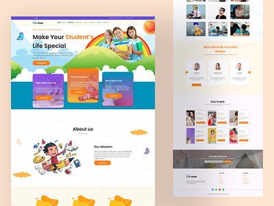 Kids Education Website Template classes educations graphic design kids learning schools stdents uiux user interface web design web ui web ux