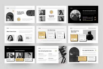 Genius - Creative Agency PowerPoint agency powerpoint branding clean corporate creative creative agency design designposter graphic design illustration keynote marketing monocrhome pitchdeck powerpoint professional startup studio ui vector