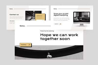 Genius - Creative Agency PowerPoint agency powerpoint branding clean corporate creative creative agency design designposter graphic design illustration keynote marketing monocrhome pitchdeck powerpoint professional startup studio ui vector